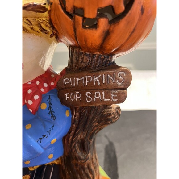 Vtg Hobbyist Ceramic Scarecrow Jack O Lantern Pumpkin Lights Up Fall Harvest - Picture 11 of 16